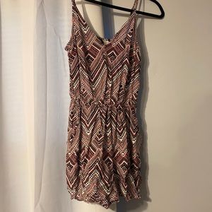 Pink Tribal Print Romper with Pockets
